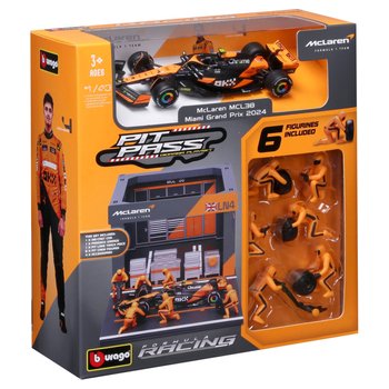 Bburago - Véhicule F1 McLaren Lando Norris 1/43 avec Pit Stop, Figurines et Accessoires