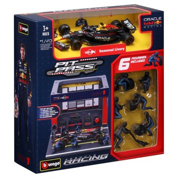 Bburago - Véhicule F1 RB Vertsappen 1/43 avec Pit Stop, Figurines et Accessoires