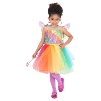 Déguisement Fée Arc-en-Ciel avec Baguette Magique 5-7 Ans