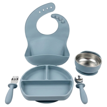 Baby Silikon Geschirrset 4-tlg. blau