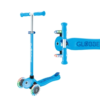 Globber Tri-Scooter PRIMO PLUS LIGHTS Kinderroller mit LED Rädern hellblau