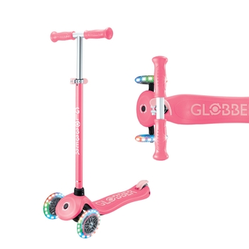 Globber Tri-Scooter PRIMO PLUS LIGHTS Kinderroller mit LED Rädern pink