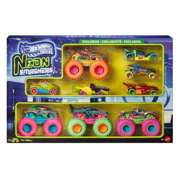 Hot Wheels Monster Trucks Oversized 1:64 Neon Smashers 9 Pack Assortment