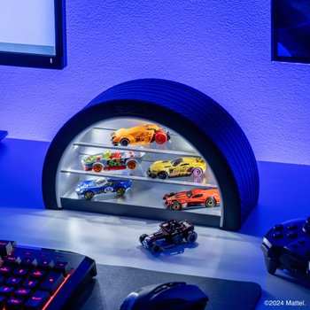 Hot Wheels - Vitrine LED en Forme de Pneu pour Véhicules 1/64