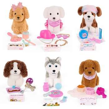 Our Generation - Peluche Chiot avec Accessoires 10 cm - Modèle Surprise