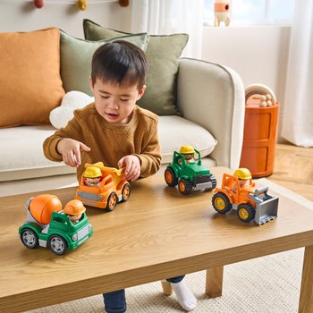 Big Steps Mini Baustellen Set mit 4 Fahrzeugen