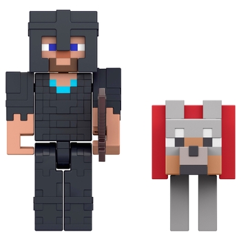 Minecraft - Coffret Figurines Steve et le Loup Apprivoisé