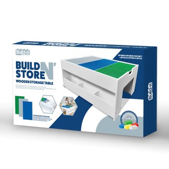 Build 'N' Store - Table de Jeu en Bois pour Briques de Construction avec Rangement