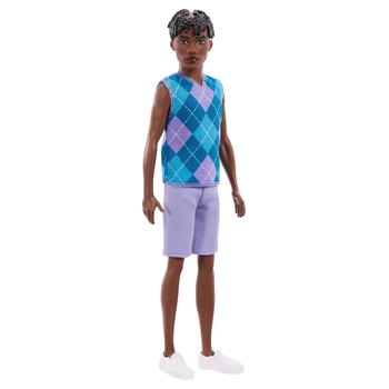 Barbie Fashionistas Puppe Ken mit Rauten-Oberteil und lila Shorts