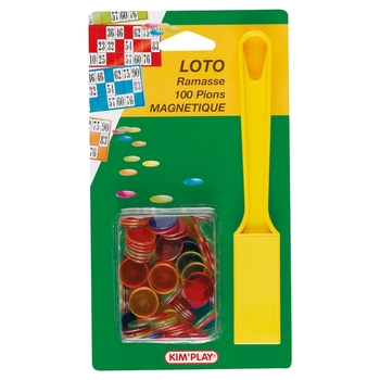Kim'Play - Ensemble Ramasse Jetons et 100 Jetons Magnétiques pour Loto
