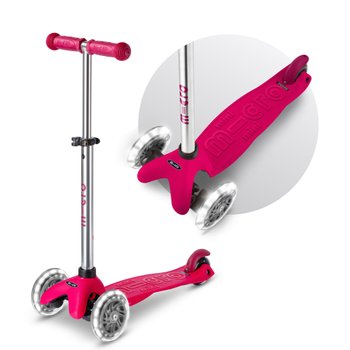 Mini Micro Duo 3 Wheel Scooter with LED Wheels Berry Pink