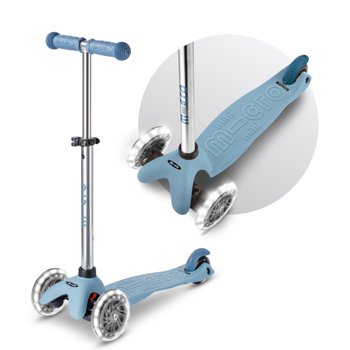 Mini Micro Duo 3 Wheel Scooter with LED Wheels Sky Blue