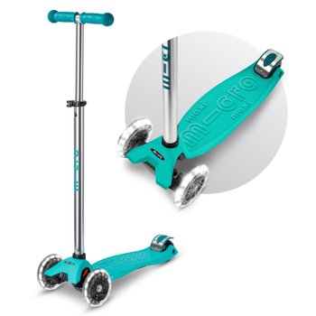 Maxi Micro Duo 3 Wheel Scooter with LED Wheels Aqua Marine Blue