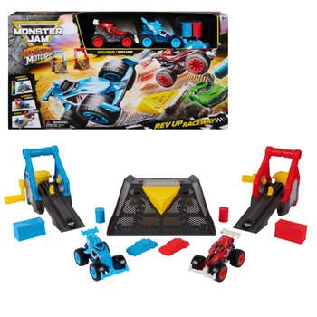 Monster Jam Monster Motors Rev Up Raceway Playset with 1:64 Monster Trucks