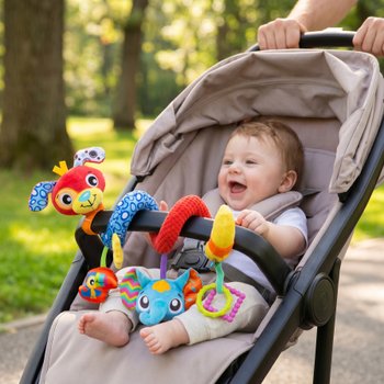 Playgro On-the-Go Friend Penny Puppy Twirly Whirly Pram Toy