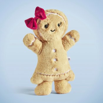 World's Softest Plush - Peluche Bonhomme Pain d'Épices avec Noeud Rouge 40 cm
