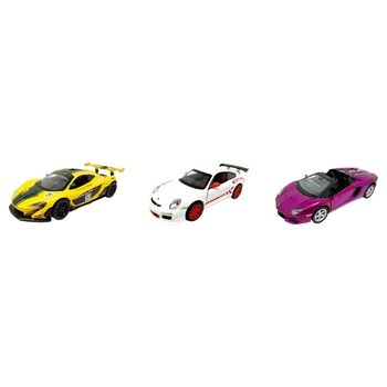 Mclaren P1 GTR, Porsche 911 GT3 RS, and Lamborghini Aventador Pull-Back Diecast Cars 3 Pack