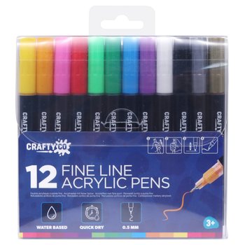 Crafty Co. Fine Line Acrylic Pens Set 12 Colours