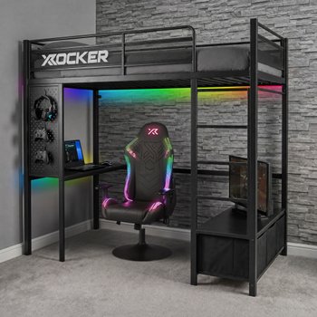 X Rocker Temple RGB High Sleeper Gaming Bed with App-Controlled LED Light and Storage