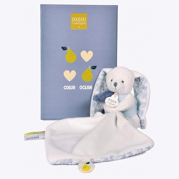 Doudou et Compagnie - Pantin avec Doudou Lapin Coeur Océan