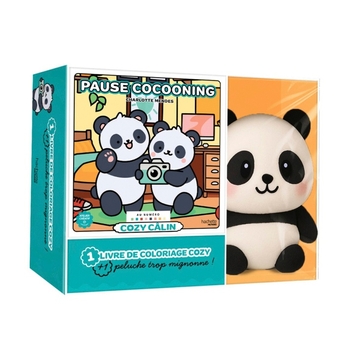 Cozy Colo - Coffret Livre de Coloriage Au Numéro Pause Cocooning et Peluche Panda