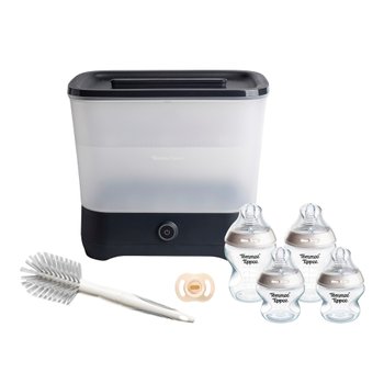 Tommee Tippee Bottle and Steriliser Set with Electric Steriliser and Baby Bottles Black