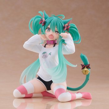 Hatsune Miku Figur mit Katzenohren und T-Shirt 13 cm