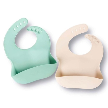 Nuby Set van 2 Slabbetjes roze en groen