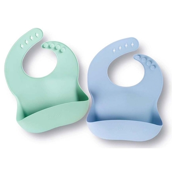 Nuby Set van 2 slabbetjes blauw en groen