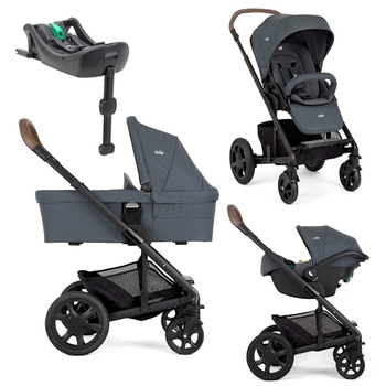 Joie Chrome DLX Trio 3-in-1 Travel System Bundle with i-Snug 2 Car Seat and ISOFix Base Moonlight