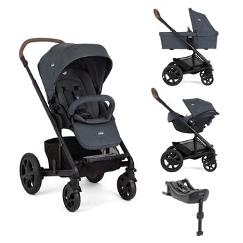 Joie Chrome DLX Trio 3-in-1 Travel System Bundle with i-Snug 2 Car Seat and ISOFix Base Moonlight