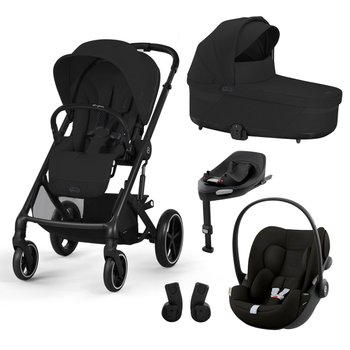 Cybex Balios S Lux Travel System Bundle with Cloud G i-Size R129 Car Seat and 360° ISOFix Base Moon Black