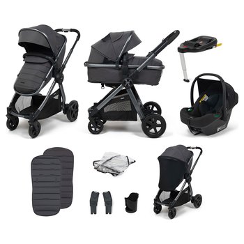 Zummi Panorama XTi 2-in-1 Travel System with EnfaSafe i-Size Car Seat Pewter & EnfaSafe Car Seat Base