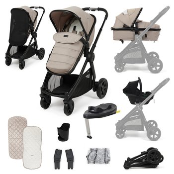 Panorama XTi by Babylo 2-in-1 Travel System with EnfaSafe i-Size R129 Car Seat Almond &  i-Size 180° Spin Base