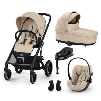 Cybex Balios S Lux Travel System Bundle with Cloud G i-Size R129 Car Seat Almond Beige and  Cybex Base G3 i-Size R129 Car Seat Base