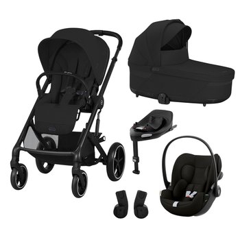 Cybex Balios S Lux Travel System Bundle with Cloud G i-Size R129 Car Seat Moon Black and Cybex Base G3 i-Size R129 Car Seat Base