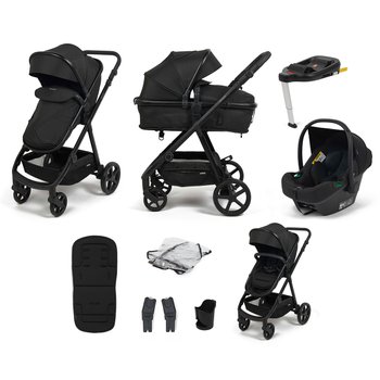 Zummi Origin 2 2-in-1 Travel System with EnfaSafe i-Size Car Seat Black & i-Size ISOFix R129 Car Seat Base Bundle