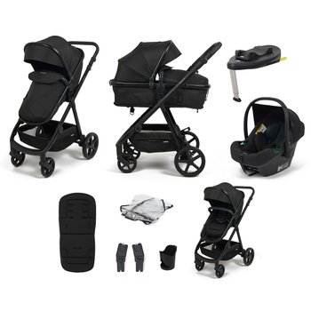 Zummi Origin 2 2-in-1 Travel System with EnfaSafe i-Size Car Seat Black & i-Size 180° Spin R129 Car Seat Base Bundle