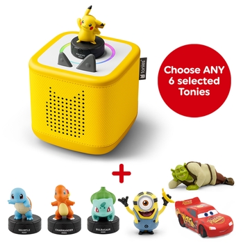 Toniebox 2 Starter Set (Yellow) Pokémon Pikachu Audio and Six Toniebox Audio Bundle