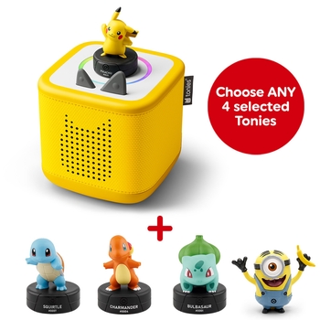 Toniebox 2 Starter Set (Yellow) Pokémon Pikachu Audio and Four Toniebox Audio Bundle