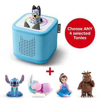 Tonies Toniebox 2 Sky Blue Starter Set with Bluey Audio and Four Toniebox Audio Bundle