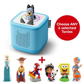 Tonies Toniebox 2 Sky Blue Starter Set with Bluey Audio and Six Toniebox Audio Bundle