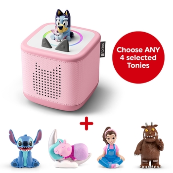 Tonies Toniebox 2 Sky Pink Starter Set with Bluey Audio and Four Toniebox Audio Bundle