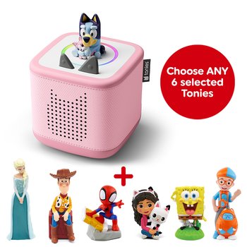 Tonies Toniebox 2 Sky Pink Starter Set with Bluey Audio and Six Toniebox Audio Bundle