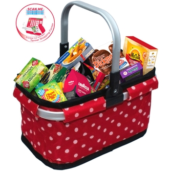 Moderner Tragekorb gefüllt