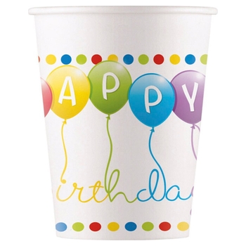 Happy Birthday 8 Pappbecher im Set