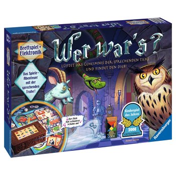 Wer war's? Brettspiel mit magischer Truhe und sprechenden Tieren