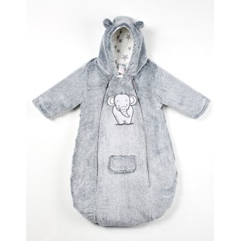 JACKY Fußsack mit Ärmeln für Kinderwagen und Babyschale Gr. 56-74 Elefant grau