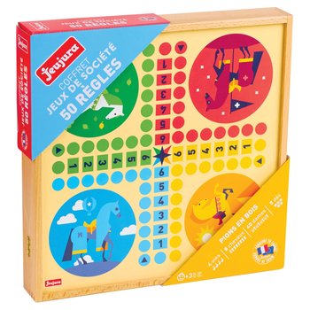 Jeujura - Coffret Jeux De Société en Bois 50 Règles