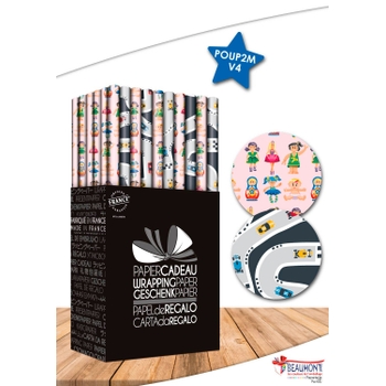 Papier Cadeau Poupées Ou Voitures 200 x 70 cm - Modèle Aléatoire